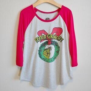 Dr. Seuss The Grinch Feelin' Grinchy Christmas Holiday Raglan Sleeve Top Sz XXL